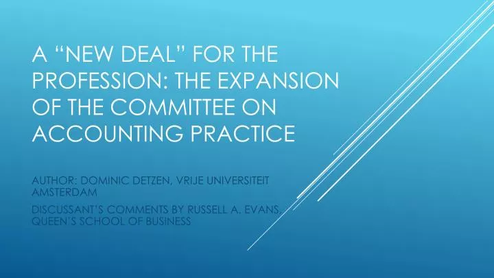 a new deal for the profession the expansion of the committee on accounting practice