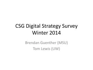 CSG Digital Strategy Survey Winter 2014
