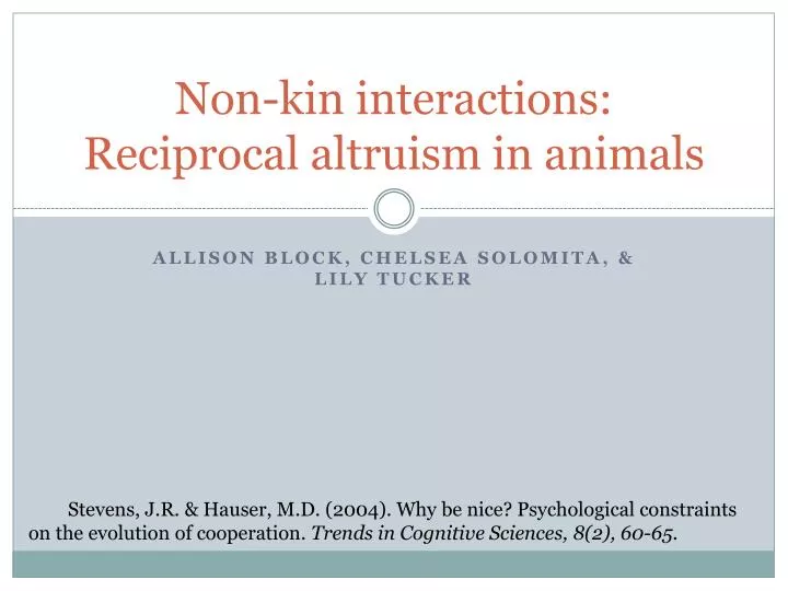 non kin interactions reciprocal altruism in animals
