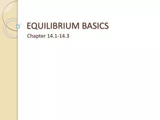 EQUILIBRIUM BASICS