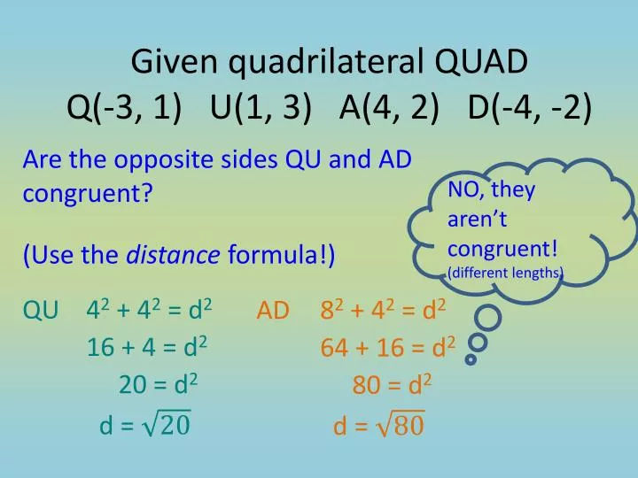 are the opposite sides qu and ad congruent
