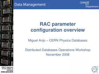 RAC parameter configuration overview