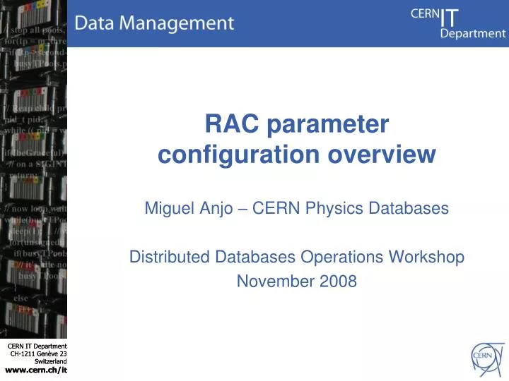 rac parameter configuration overview