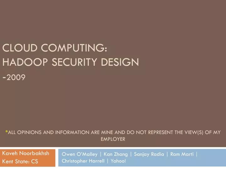 cloud computing hadoop security design 2009
