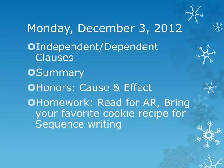 monday december 3 2012