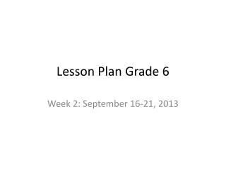 Lesson Plan Grade 6