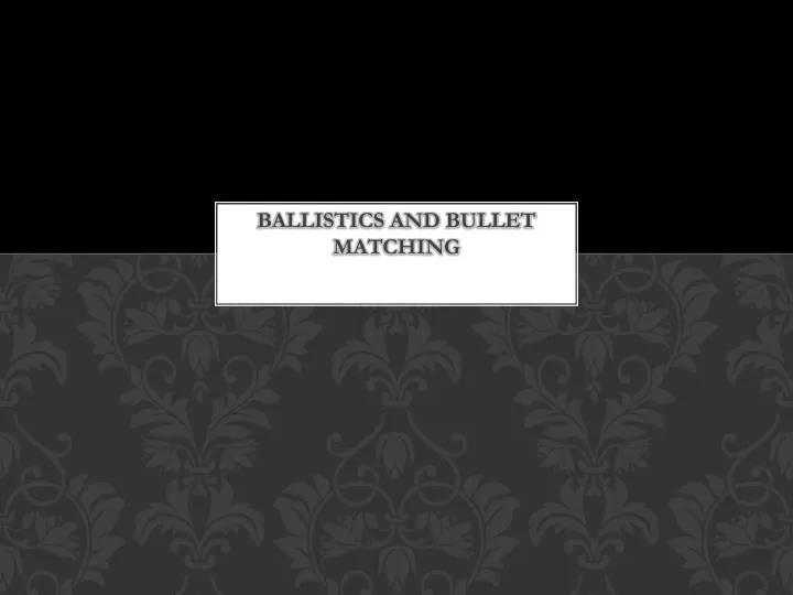 ballistics and bullet matching