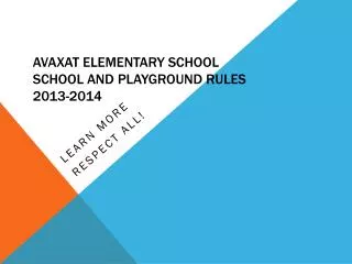 Avaxat Elementary School School and Playground Rules 2013-2014
