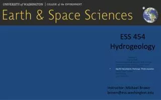 ESS 454 Hydrogeology
