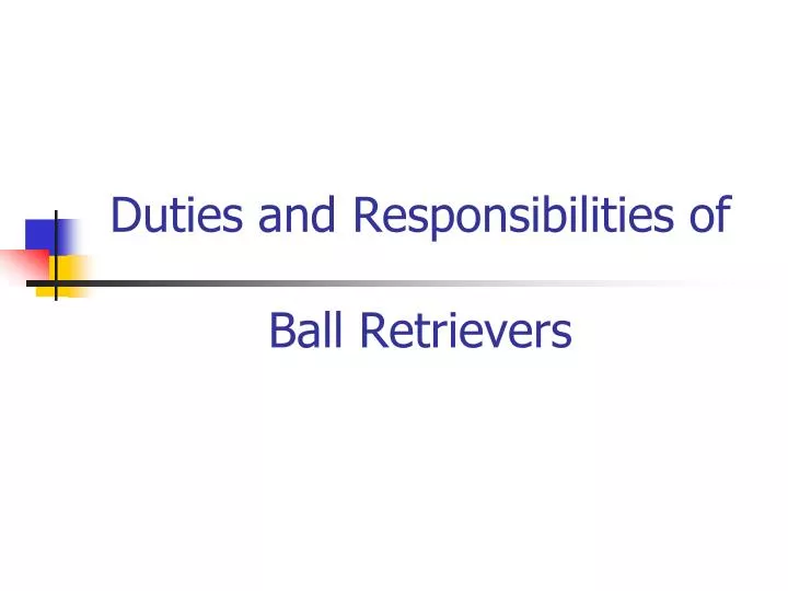 duties and responsibilities of ball retrievers