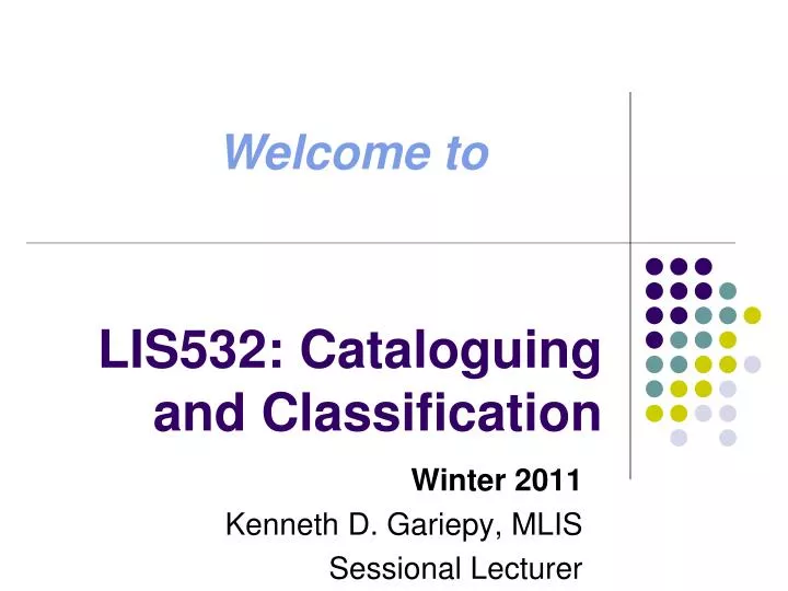 lis532 cataloguing and classification