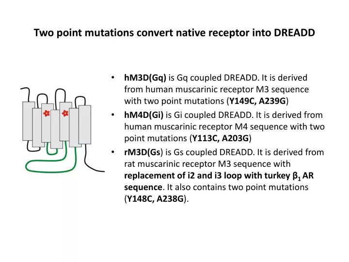 two point mutations convert native receptor into dreadd