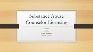 Substance Abuse Counselor Licensing