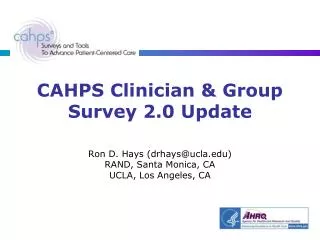 CAHPS Clinician &amp; Group Survey 2.0 Update