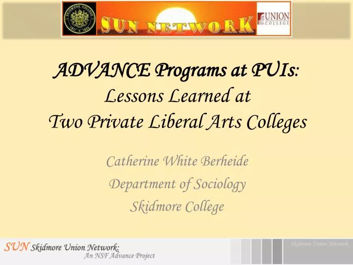 advance programs at puis lessons learned at two private liberal arts colleges