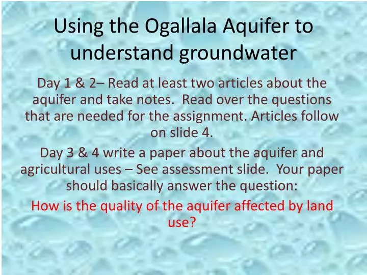using the ogallala aquifer to understand groundwater