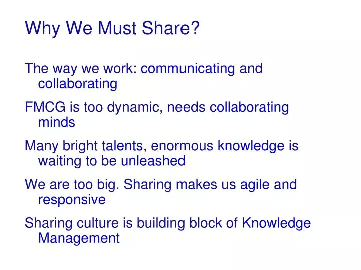 why we must share