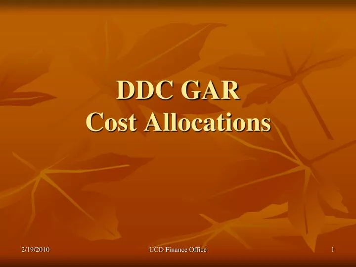 ddc gar cost allocations