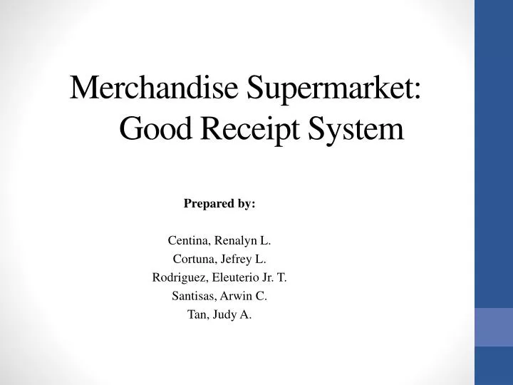 merchandise supermarket good receipt system
