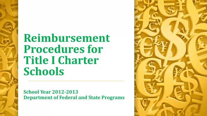 reimbursement procedures for title i charter schools