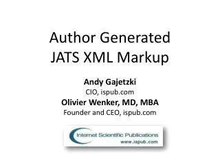 Author Generated JATS XML Markup