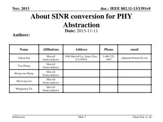 About SINR conversion for PHY Abstraction