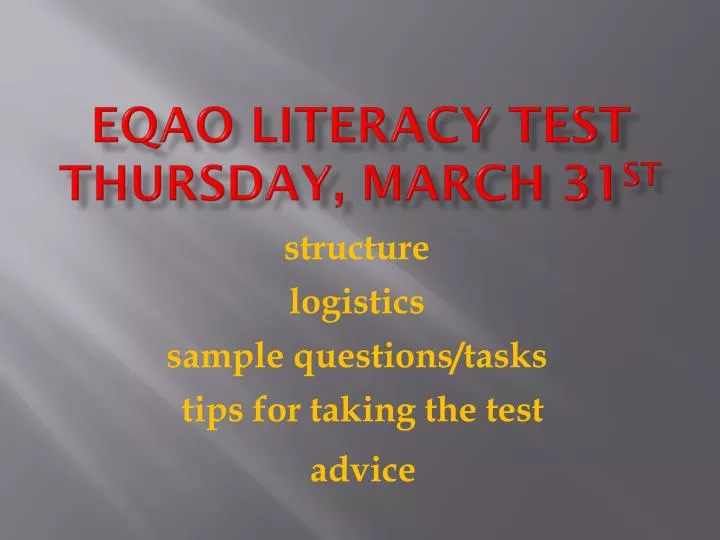 eqao literacy test thursday march 31 st