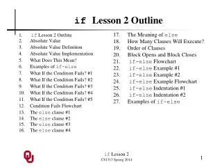 if Lesson 2 Outline