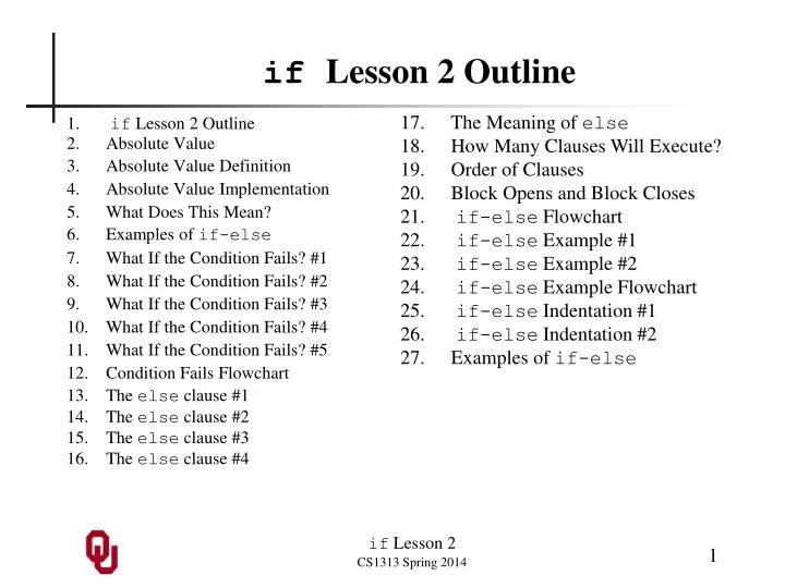 if lesson 2 outline