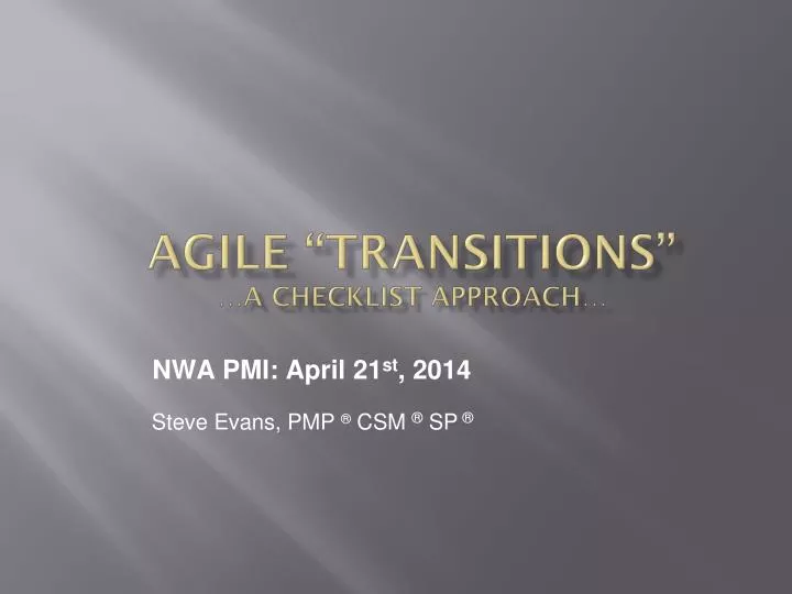 agile transitions a checklist approach