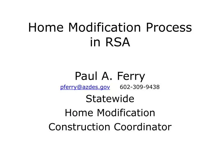 home modification process in rsa