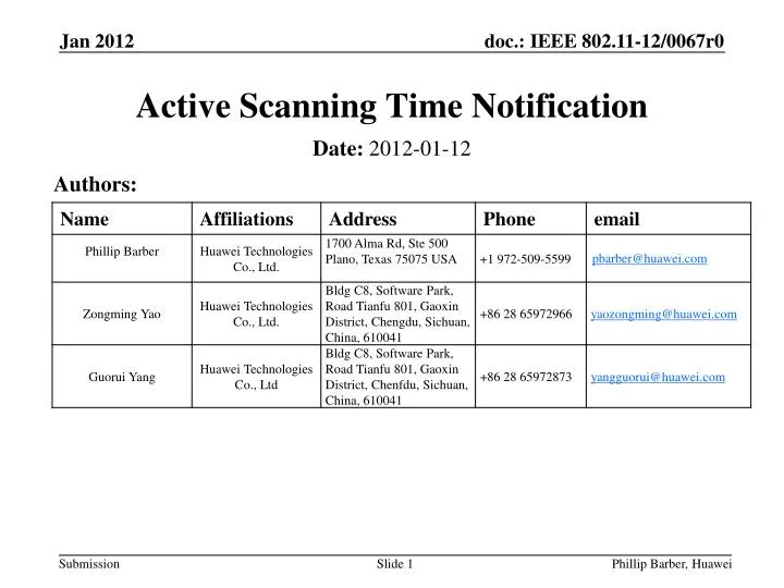 active scanning time notification