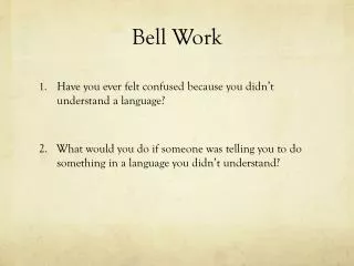 Bell Work