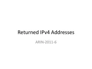 Returned IPv4 Addresses