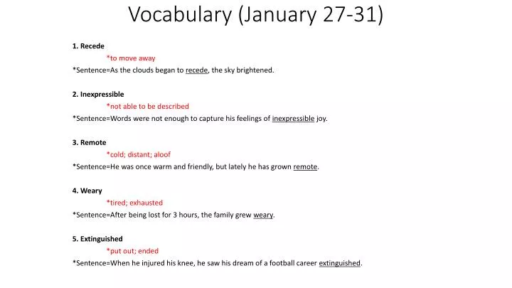 vocabulary january 27 31