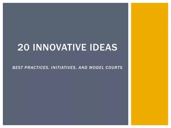 20 innovative ideas best practices initiatives and model courts