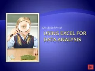 Using Excel for Data Analysis