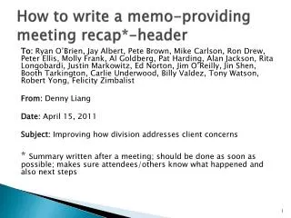 How to write a memo-providing meeting recap*-header