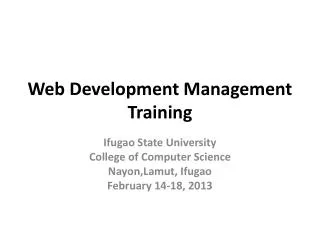 Web Development Management Training