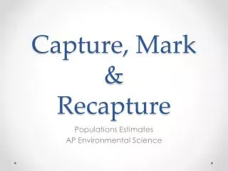 Capture, Mark &amp; Recapture