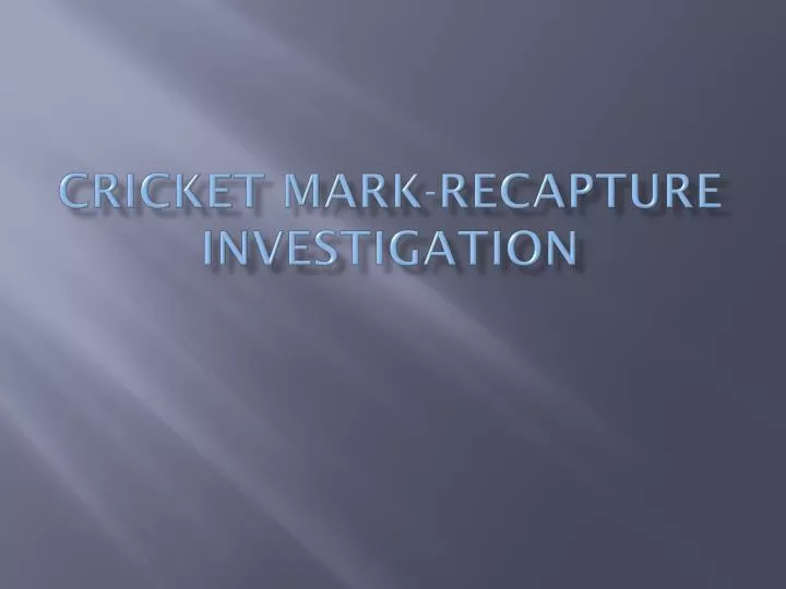 cricket mark recapture investigation
