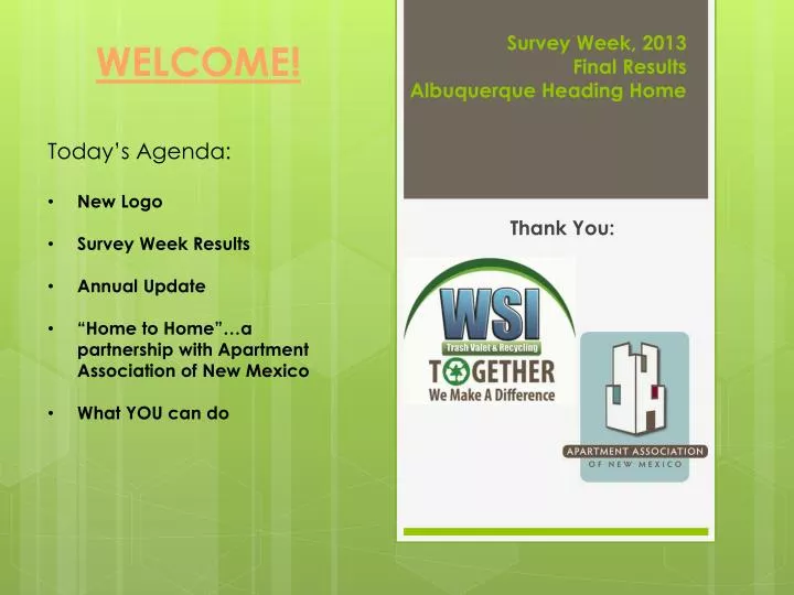 survey week 2013 final results albuquerque heading home