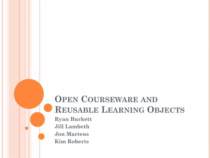 open courseware and reusable learning objects