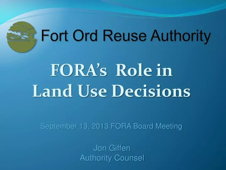 fort ord reuse authority