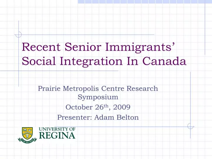 recent senior immigrants social integration in canada