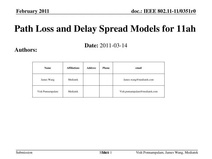 path loss and delay spread models for 11ah