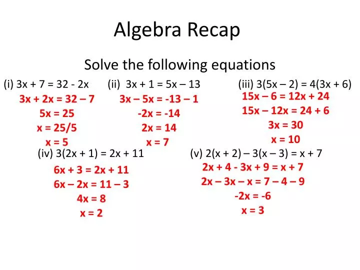 algebra recap
