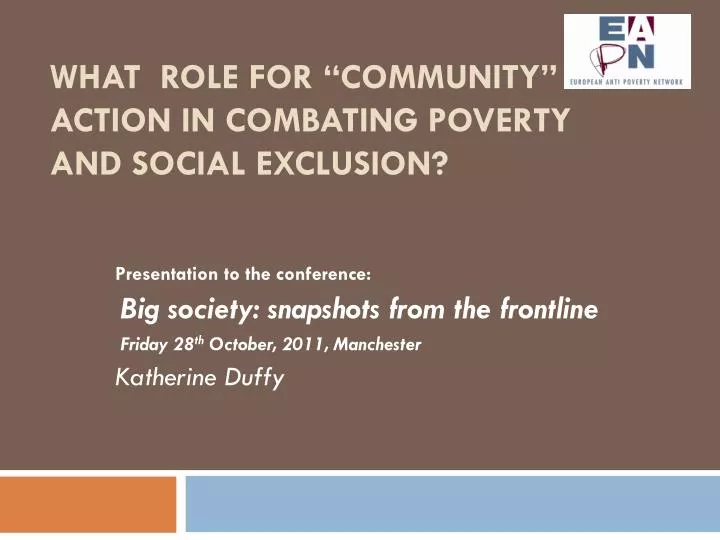 what role for community action in combating poverty and social exclusion