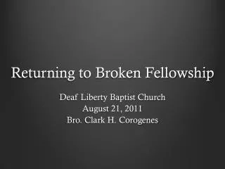 returning to broken fellowship