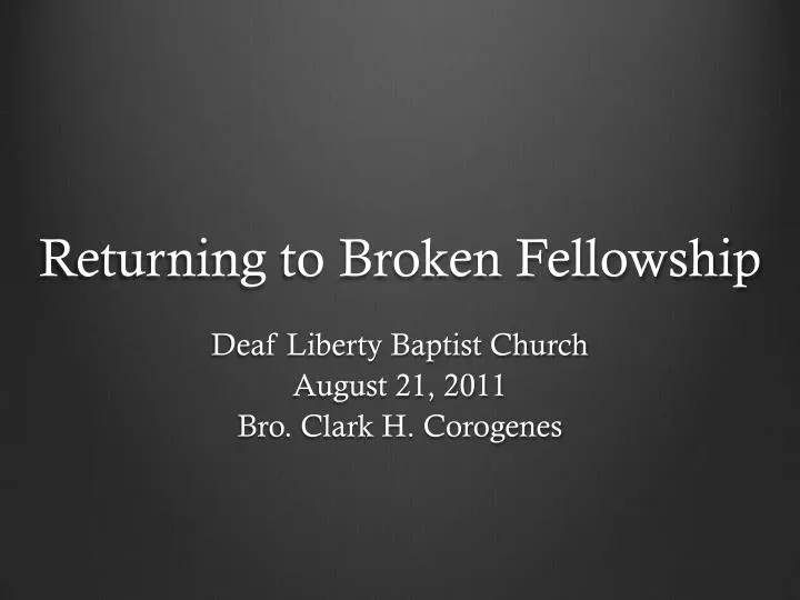 returning to broken fellowship
